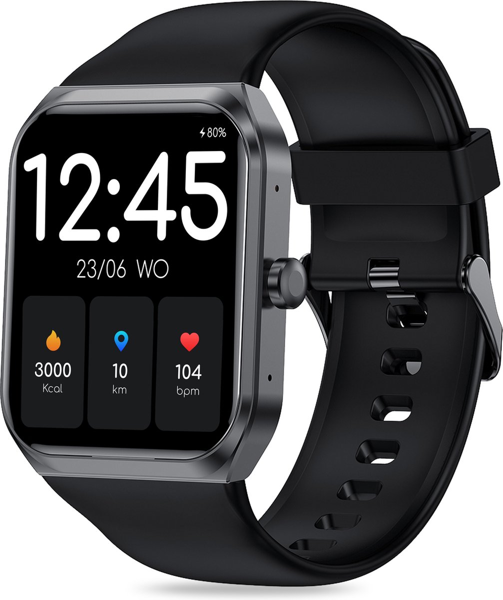 FITAGE Smartwatch - Smartwatches - Stappenteller - Sporthorloge - Smart watch - Activity Tracker - Dames en Heren - Zwart - FITAGE