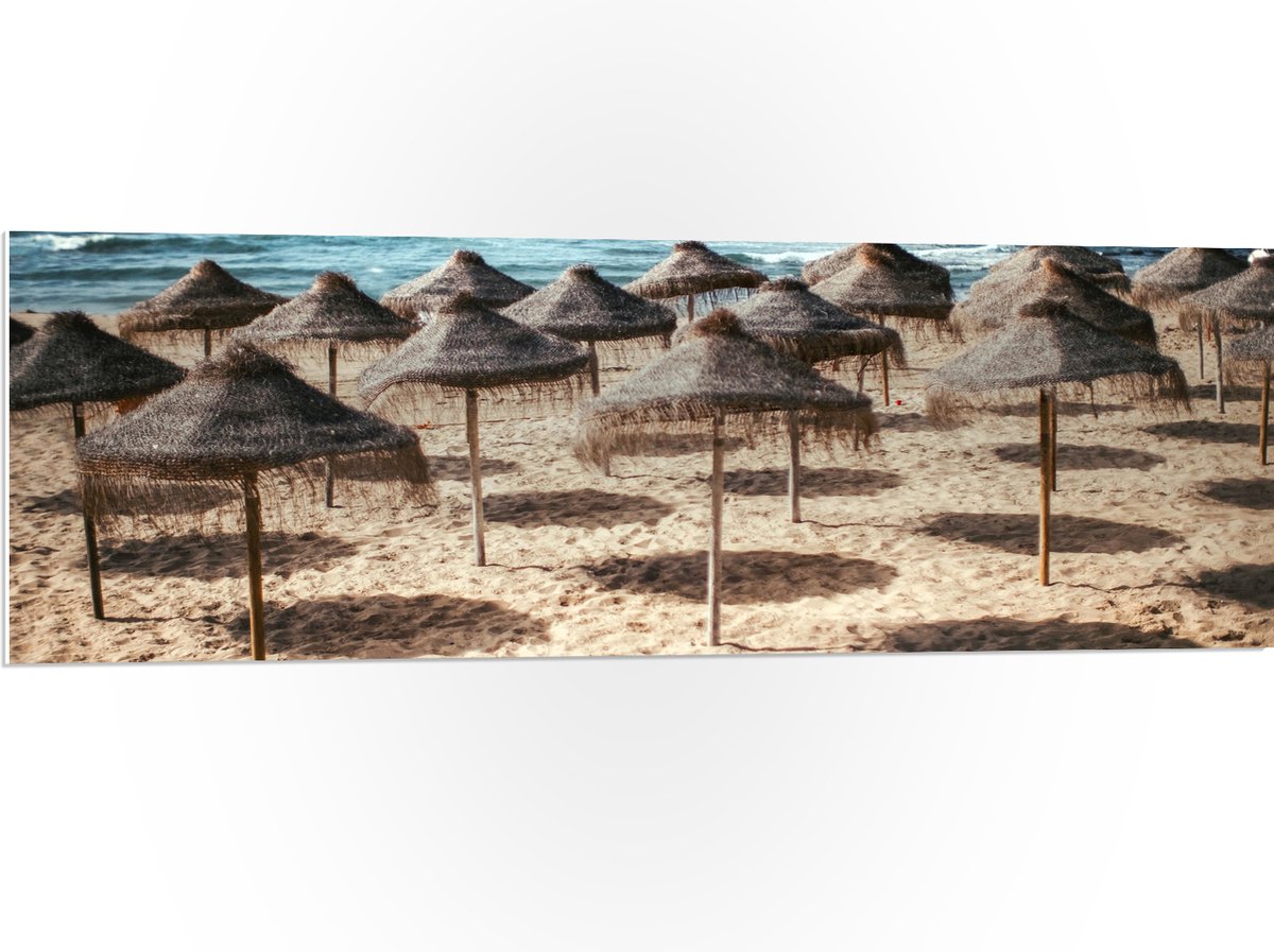 PVC Schuimplaat - Zee - Strand - Zand - Parasols - 120x40 cm Foto op PVC Schuimplaat (Met