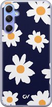 Hoesje geschikt voor Samsung Galaxy A34 - Sweet Daisies - Bloemen - Blauw - Soft Case Telefoonhoesje - TPU Back Cover - Casevibes