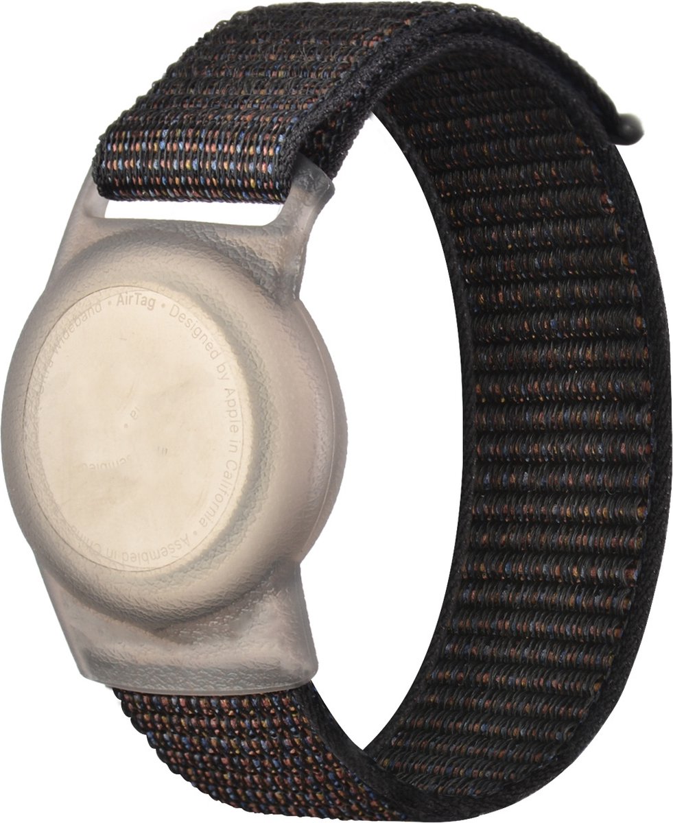 By Qubix - AirTag nylon loop bandje - M/L - Zwart