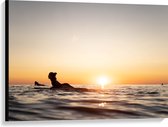 Canvas - Zee - Zonsondergang - Surfplank - Surfers - Hobby - 100x75 cm Foto op Canvas Schilderij (Wanddecoratie op Canvas)