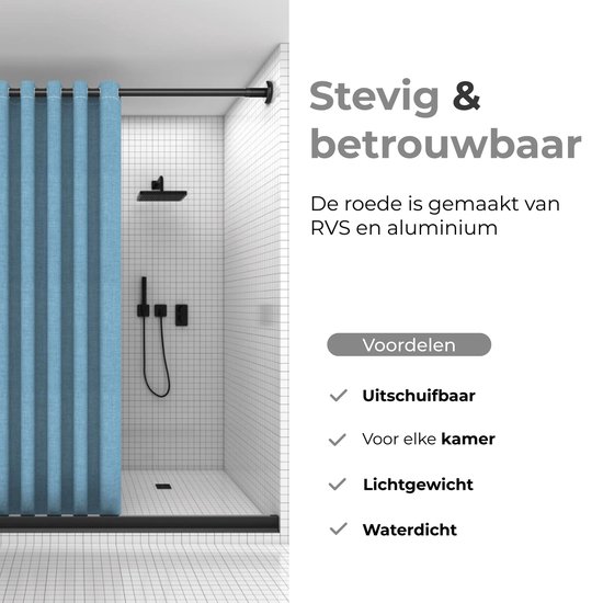 Gordijnroede, zwart, 480 cm, 1-voudig, 19 mm, van metaal