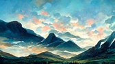 Fotobehang Fairy Land, Contemporary Art, Poetic Scenery Background, Oil Canvas Painting - Vliesbehang - 208 x 146 cm