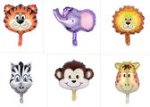 Ballonnen - dieren - safari - jungle - 6 stuks - aap - olifant - tijger - zebra - giraffe - leeuw
