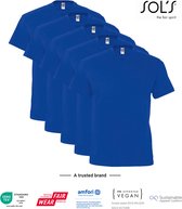 5 Pack SOLS V-hals, Heren T-Shirt 100% katoen V-hals, Konings Blauw, Maat 3XL