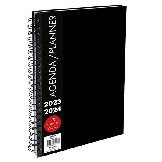 Verhaak Planner Spiraal Zwart A4 - 18 maanden 2023-2024 - 30x21 cm