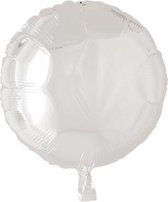 Folieballon Wit Rond, 43 cm