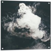 Tuinposter – Witte Rookwolken tegen Zwarte Achtergrond - 80x80 cm Foto op Tuinposter (wanddecoratie voor buiten en binnen)