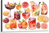 Canvas - Geketende Cocktails met Fruitstukken - 120x80 cm Foto op Canvas Schilderij (Wanddecoratie op Canvas)