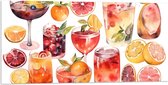 Acrylglas - Geketende Cocktails met Fruitstukken - 100x50 cm Foto op Acrylglas (Wanddecoratie op Acrylaat)