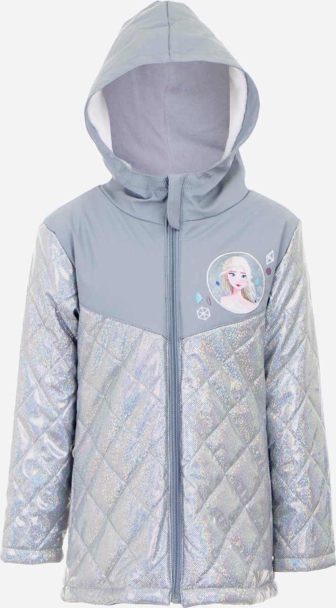 Disney Frozen - Winterjas - Elsa - Zilver/Lichtblauw - Iriserende stof - Gevoerd met coral fleece - Waterafstotend / Winddicht - Maat 110/116 - 114 cm - 6 jaar