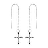 Zilveren oorbellen | Chain oorbellen | Zilveren chain oorbellen, kruisje