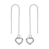 Zilveren oorbellen | Chain oorbellen | Zilveren chain oorbellen, opengewerkt hart