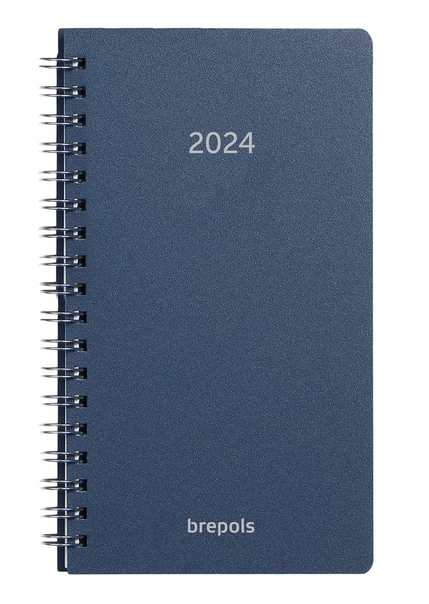 Brepols Agenda 2024 • Notavision 4t • Polyprop • wire-O • 9 x 16 cm • 1week/2 pagina's • Blauw