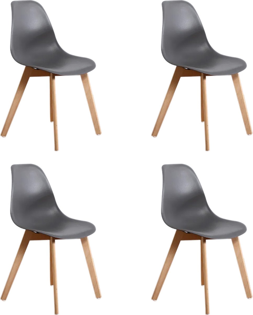 Viking Choice KITO - Eetkamerstoelen - set van 4 eettafel stoelen - grijs