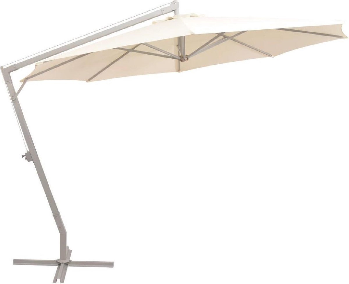 Avola zweefparasol met tiltfunctie in wit aluminium met grijs polyester parasoldoek - L1 250 x