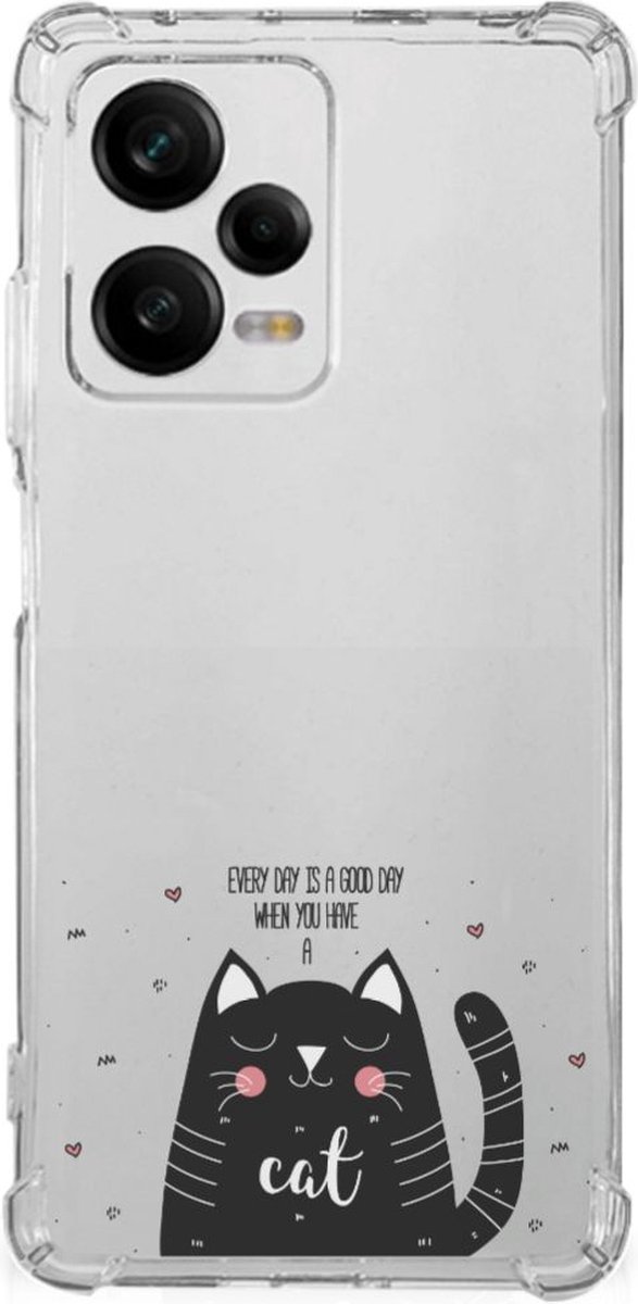 Xiaomi Redmi Note 12 Pro Stevig Bumper Hoesje Cat Good Day