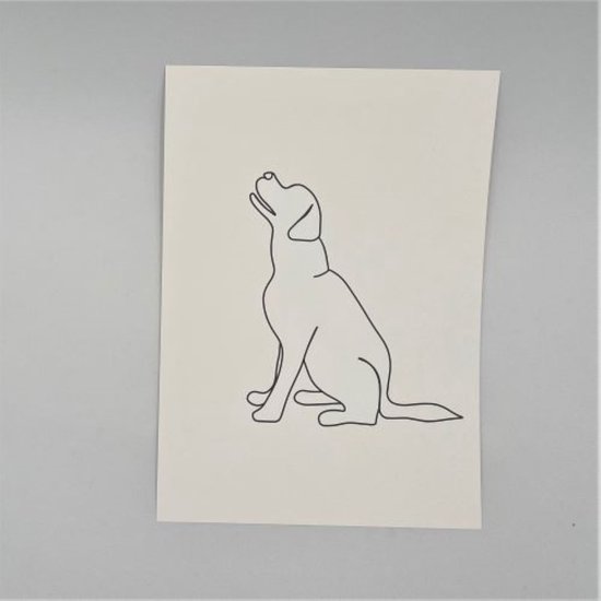 Lokaal Living - a4 poster - hond - labrador - one line - line art - zwart wit