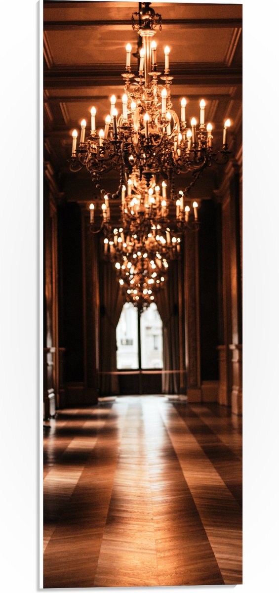 PVC Schuimplaat - Kroonluchter in de Hal - 20x60 cm Foto op PVC Schuimplaat (Met Ophangsys