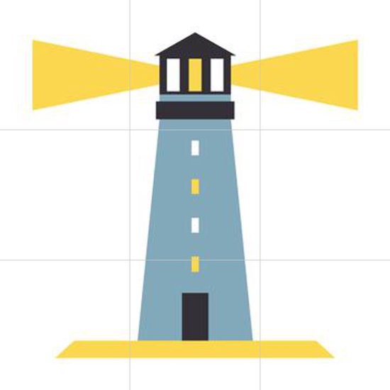 IXXI The Lighthouse - blue - Wanddecoratie - Kinderen - 60 x 60 cm