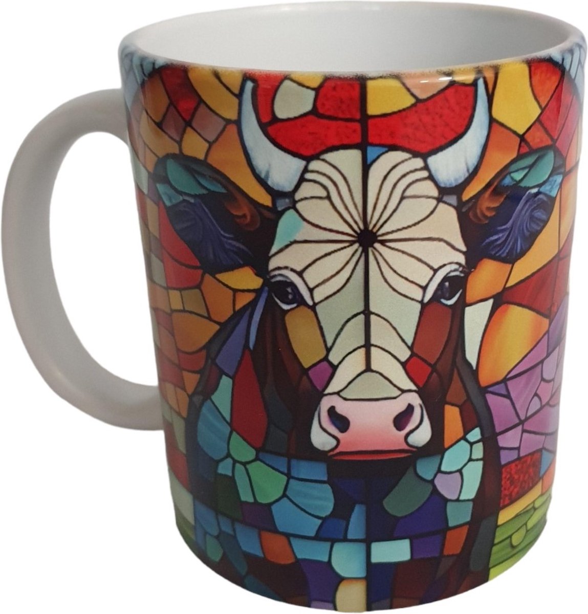 Beker Koe - Cow - Boerderij - Stained glass - Verjaardag geschenk- Mug - Moederdag - Vaderdag - Boer - Boerin