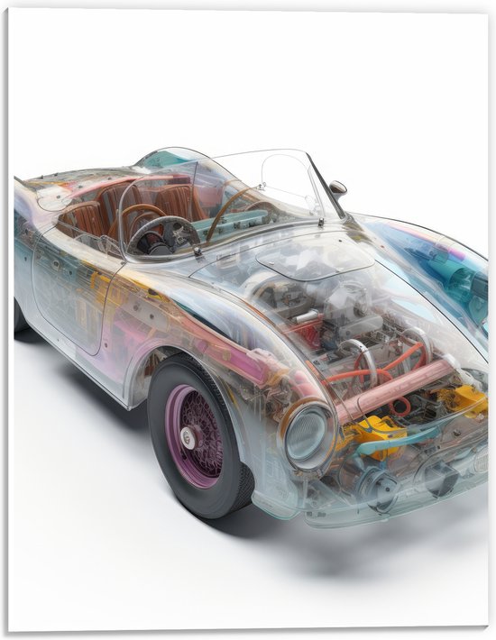 PVC Schuimplaat- Doorzichte Auto met Gekleurde Onderdelen - 30x40 cm Foto op PVC Schuimplaat