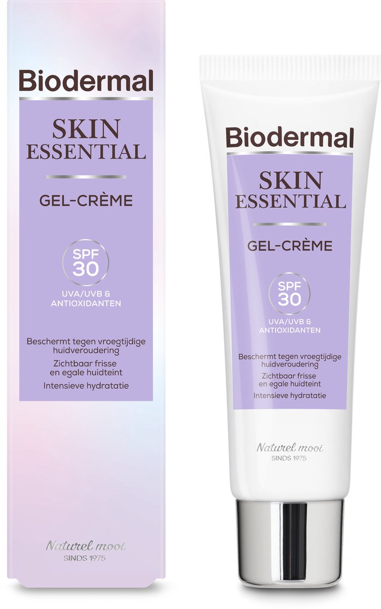 Bol.com Biodermal Skin Essential Dagcrème SPF 30, 50 ml - Gel Crème met UVA/UVB en Antioxidanten, Beschermt tegen vroegtijdige h... aanbieding