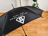 Zwarte paraplu - Supermeester - 1 meter doorsnede - Windproof - Bedankje - Einde schooljaar