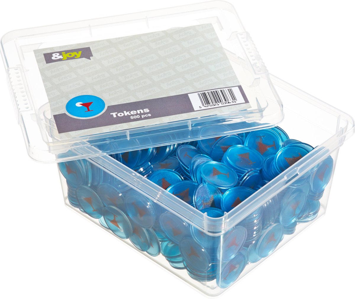 Crystal Betaalmunten - Consumptiemunten- Cocktail Glass - Blauw - 500 Jetons