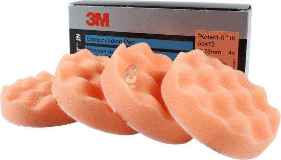 3M 50472 Perfect-It III Gewafelde Polijstschijf 75mm - Oranje Hard - 4 stuks