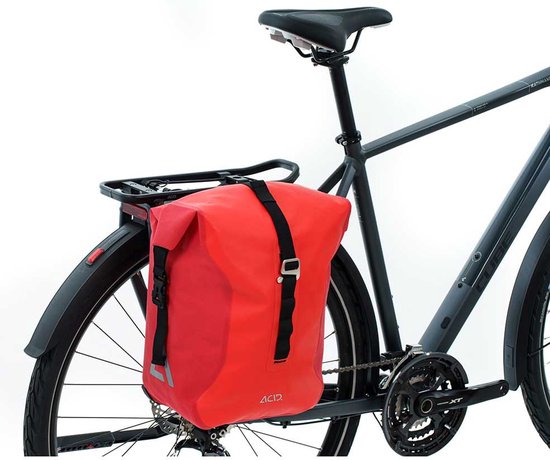 ACID Fietstas PRO - Waterbestendig - Reflecterende elementen - Inh. 15L - TPU - L38xB26xH16 cm - Vlam/Zwart van ACID — afbeelding 4