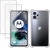Hoesje geschikt voor Motorola Moto G13 / G23 + 2x Screenprotector – Tempered Glass - Extreme Shock Case Transparant