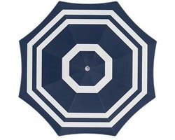 Parasol - blauw/wit - D140 cm - UV-bescherming - incl. draagtas