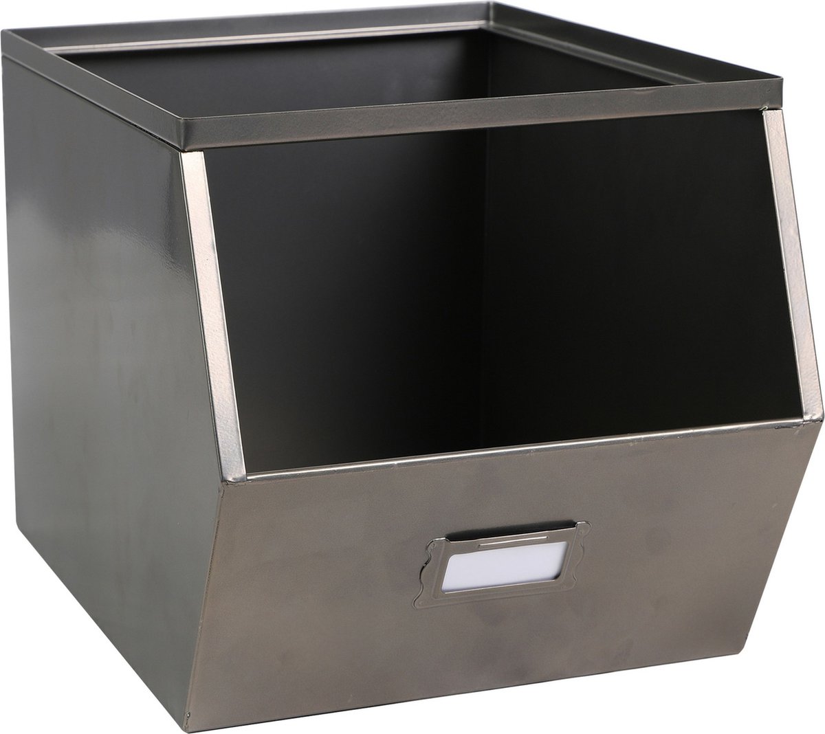 Urban Living Stapelbare opbergmand - Open Metal Box - 23 x 32 x 21 cm - metaal - donkergrijs