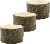 PartyDeco Naamkaart/plaatskaart houders - boomschijf - Bruiloft - 20x - 3-4 cm - hout