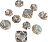 Pin Broche 10 Steek Pin Knopen Set Mixed Diamant Goud 5 x 2 Paar 1.2 cm / 1.2 cm / Goud Strass