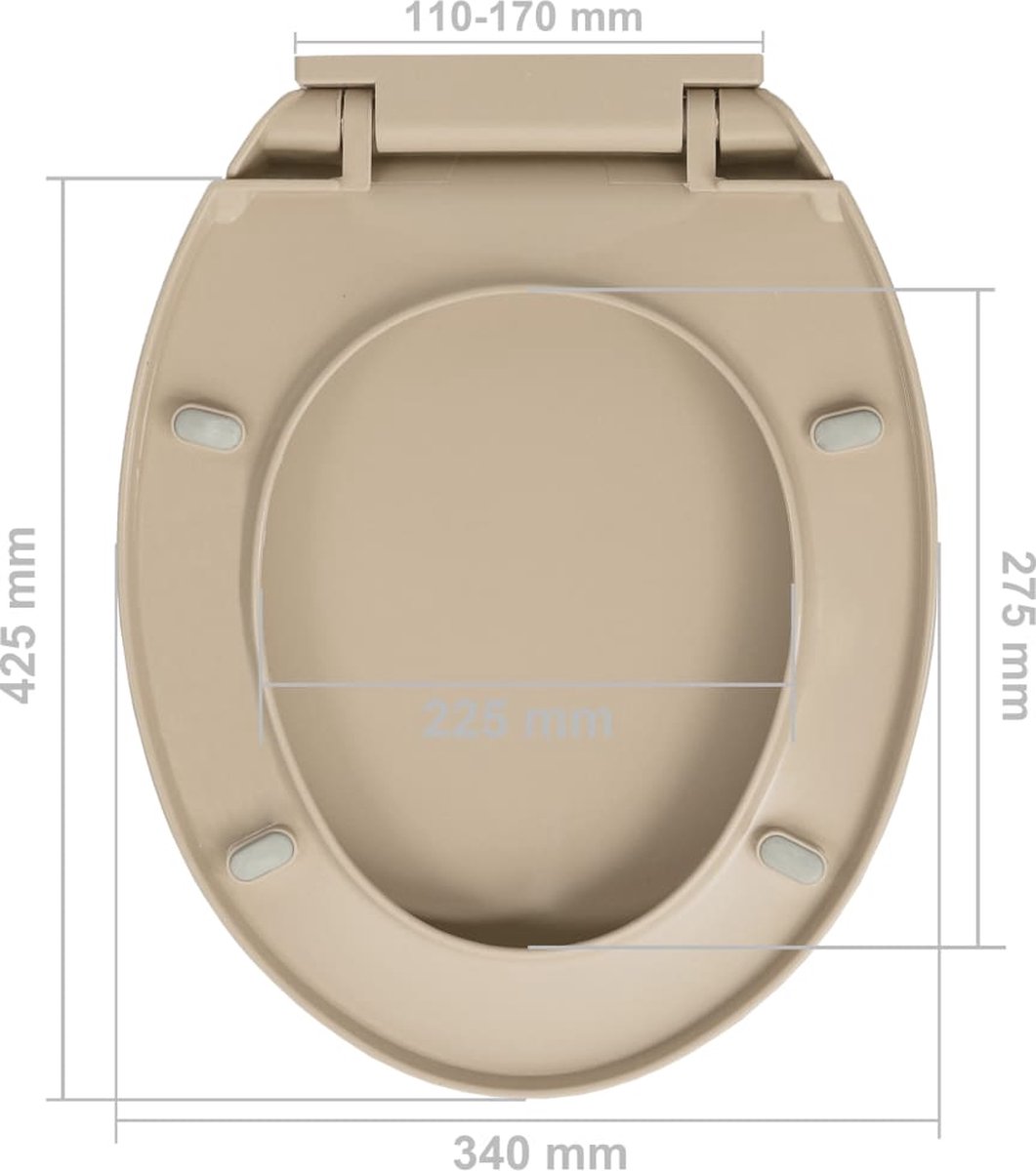 vidaXL Toiletbril soft-close en quick-release ovaal grijs