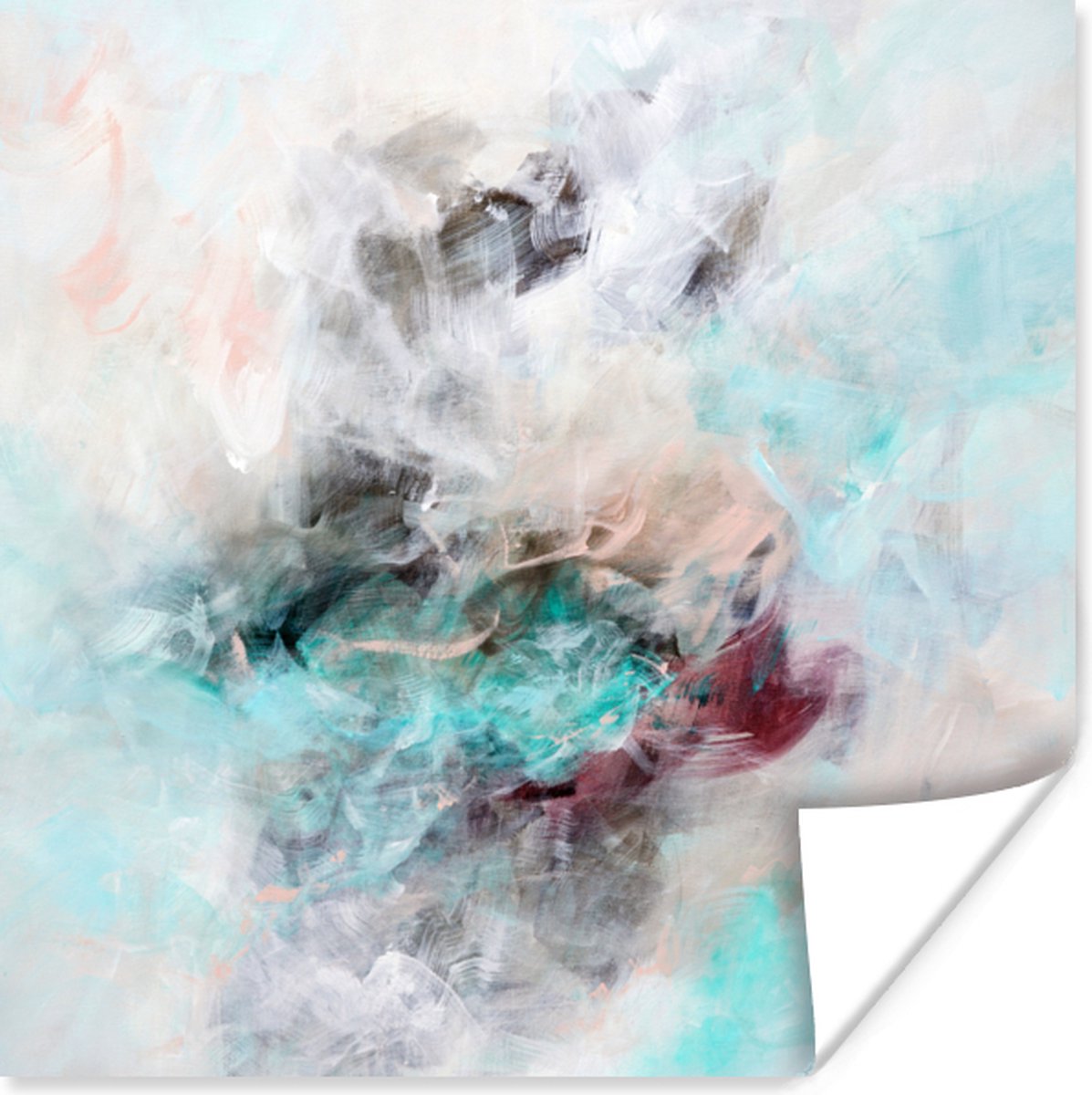 Poster Abstract - Schilderen - Verf - Blauw - 30x30 cm