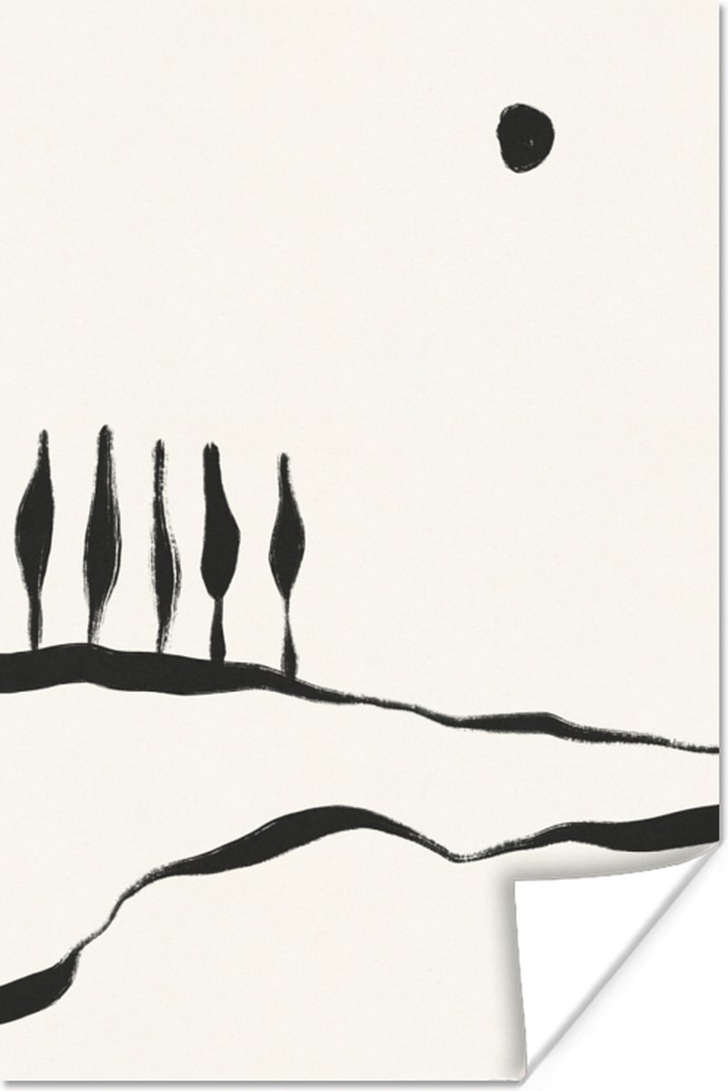 Poster Landschap - Abstract - Zwart - Wit - 60x90 cm