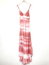 Baltische print zomer bandjes maxi jurk in kleur OUDE ROZE - maat 34/36