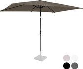 VONROC Premium Stokparasol Rapallo 200x300cm - Incl. beschermhoes – Rechthoekige parasol - Kantelbaar – UV werend doek - Taupe