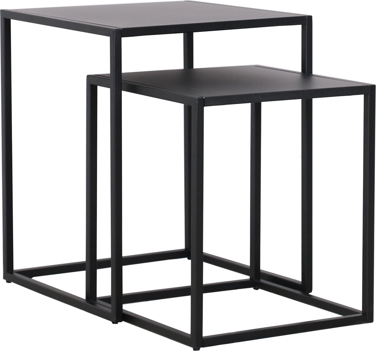 en.casa Bijzettafel Vejen set van 2 zwart mat zwart, mat