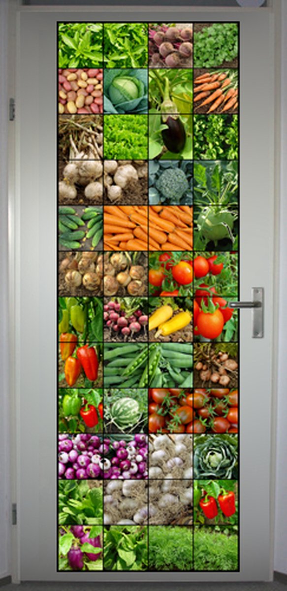 Deurposter 'Groenten 1' zwart - deursticker 75x195 cm
