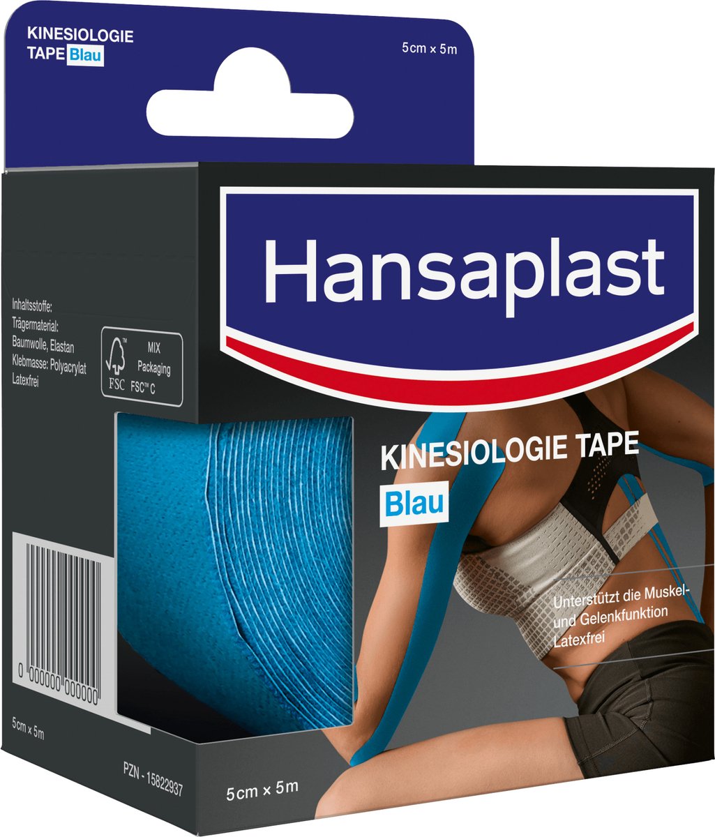 Hansaplast Kinesiologie tape blauw, 1 rol, 5 m