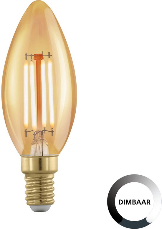 EGLO LED Lamp- Ø3,7 cm - E14 - 320lm - Golden Age - kaars - dimbaar