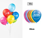 32x Ballons Joyeux Anniversaire 30cm couleurs assorties - Fête à thème fête d'anniversaire fun festival
