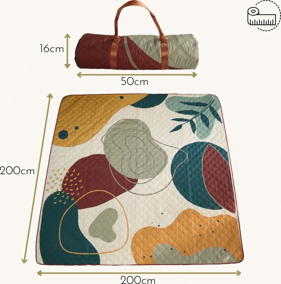 Couverture de pique-nique Vultera - Couverture de pique-nique pliable et rembourrée - XXL - 200x200cm - pique-nique