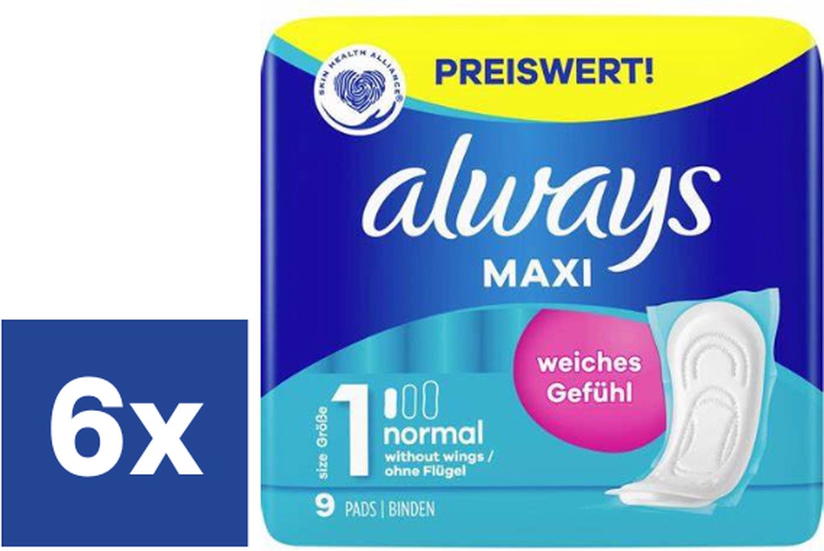 Goedkoopste Always Maxi Normal Maandverband - 6 x 9 stuks