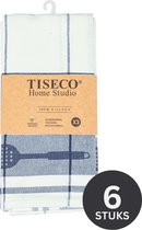 Tiseco Home Studio - Keukenhanddoek PHARAO UTENSILS - SET/6 - 100% katoen - met ophanglus - ultra-absorberend - sneldrogend- duurzaam materiaal - 50x70 cm - Donkerblauw