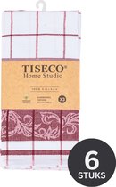 Tiseco Home Studio - Keukenhanddoek PHARAO ARABESQUE - SET/6 - 100% katoen - met ophanglus - ultra-absorberend - sneldrogend- duurzaam materiaal - 50x70 cm - Rood